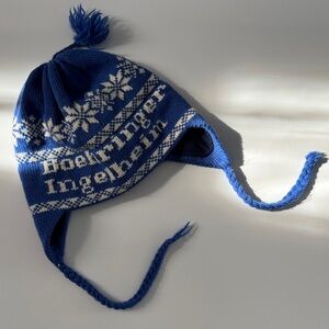Blue Knit Winter Hat with Ear Flaps
